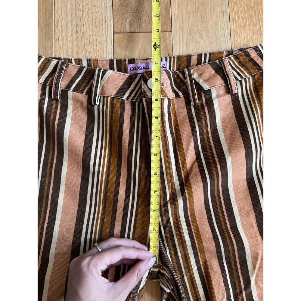 Dolls Kill x Bratz Striped Brown Corduroy Bootcut Pants High Rise Womens Size M - Picture 6 of 12